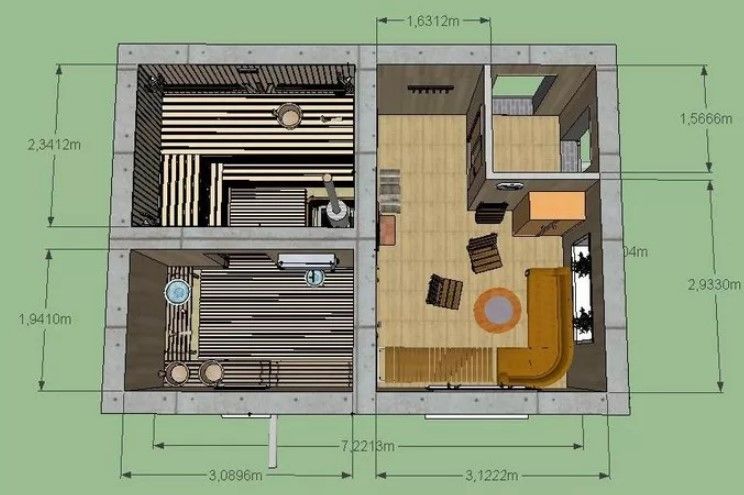 Проект бани из газобетона 4 на 4