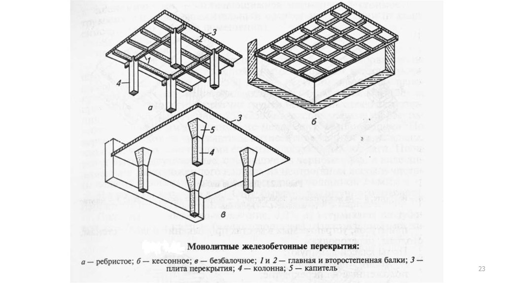 Компоновка конструктивной схемы монолитного ребристого перекрытия с балочными плитами