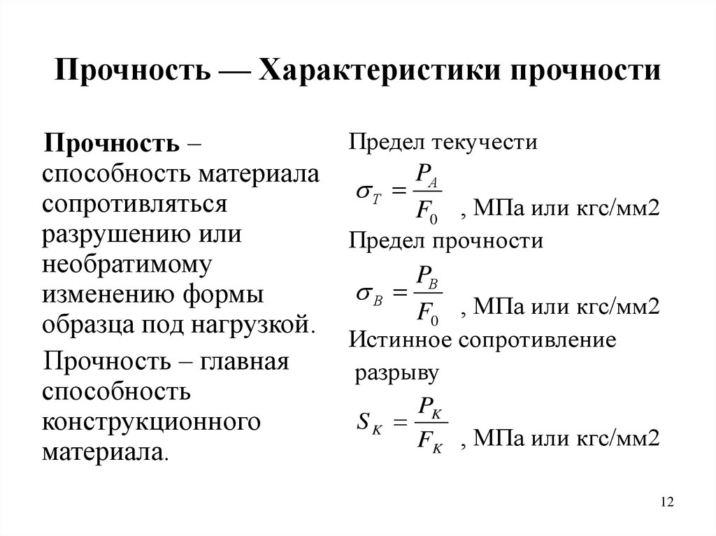 Определение прочности материала