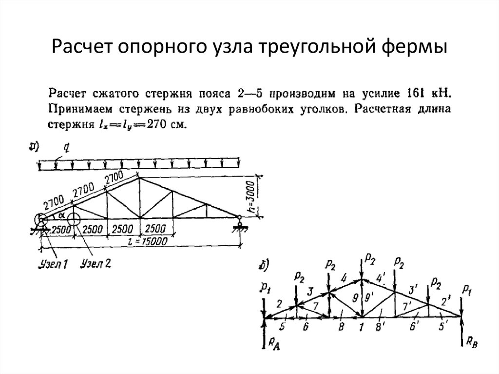 Расчет фермы на прочность. Расчетная схема раскосной фермы. Расчетная схема треугольной фермы. Расчет несущей нагрузки фермы из профильной трубы.