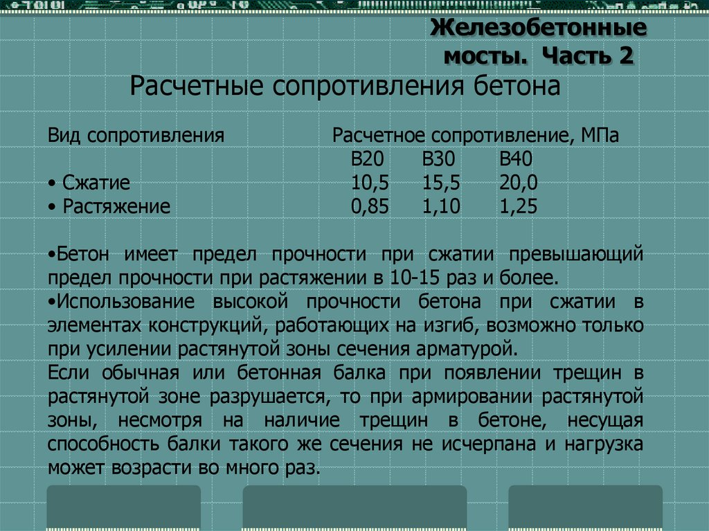 Сопротивление бетона сжатию