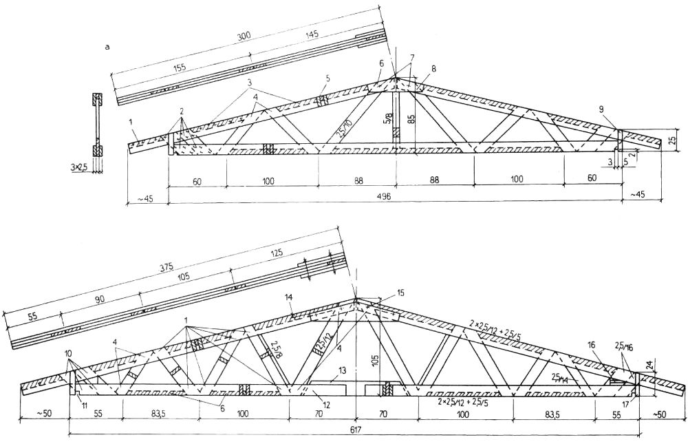 Стропильные фермы деревянные чертеж