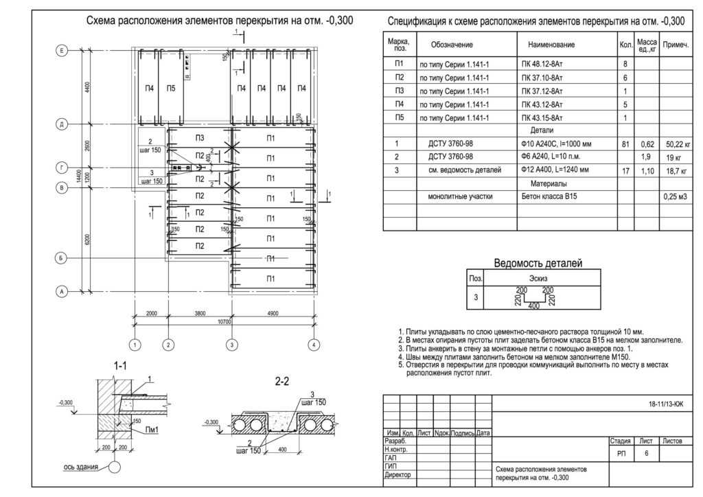 План раскладки плит перекрытия гост