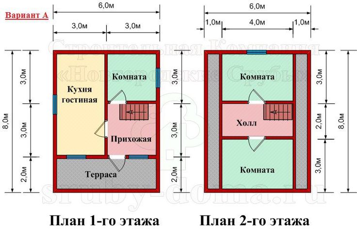 Проект дачного дома из пеноблоков 6х6 с террасой