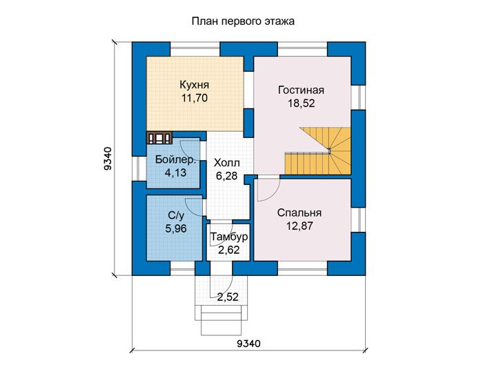 План дома 8 на 9 с мансардой из газобетона