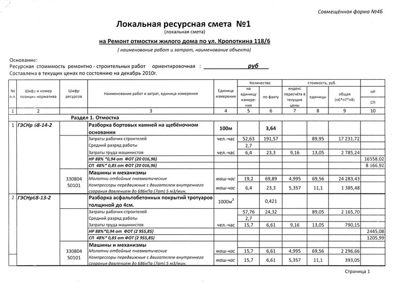 Разборка мебели расценка в смете