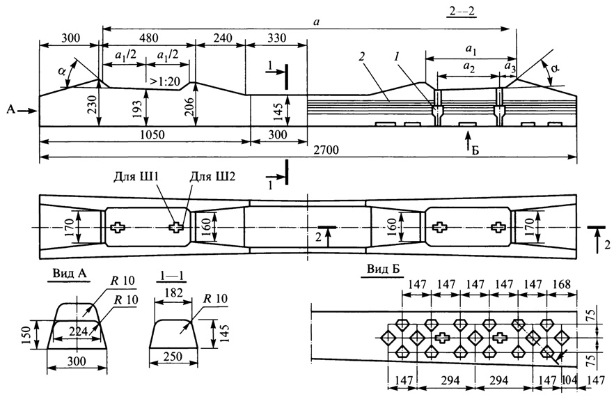 Железобетонная шпала размеры чертеж