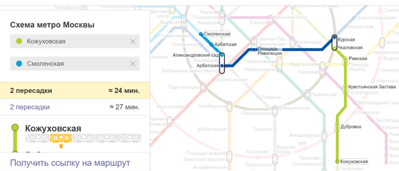 Схема проезда метро выхино комсомольская