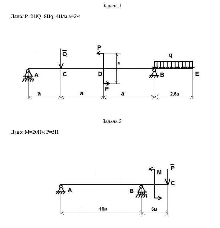 Определить опорные реакции балки нагруженной как показано на схеме