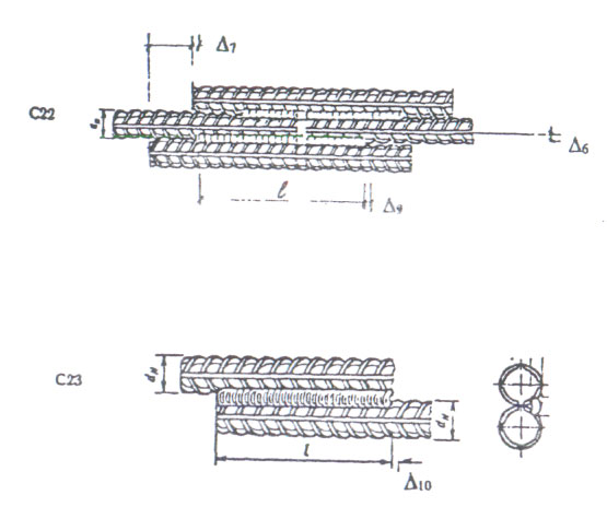 Схема стыковки арматуры внахлест