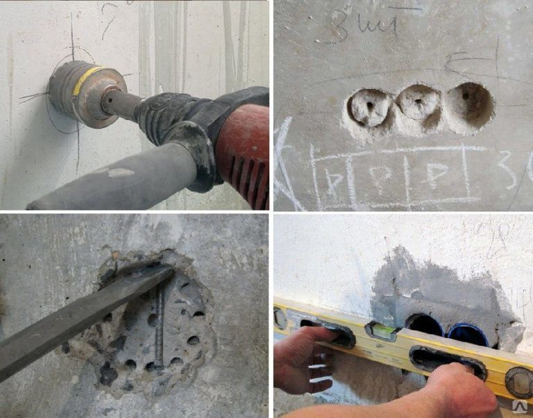  сделать отверстие в бетонной стене под трубу: Просверлить отверстие .