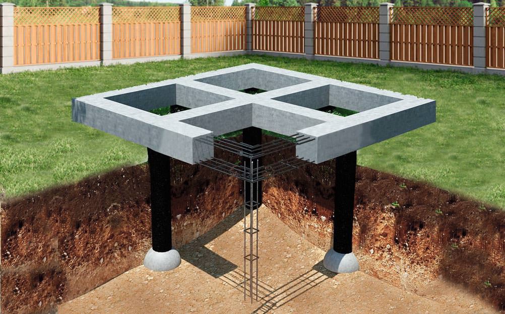 Свайный фундамент с монолитным ростверком: Монолитный свайный фундамент .