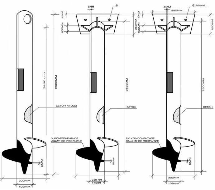 Винтовая свая 133 чертеж