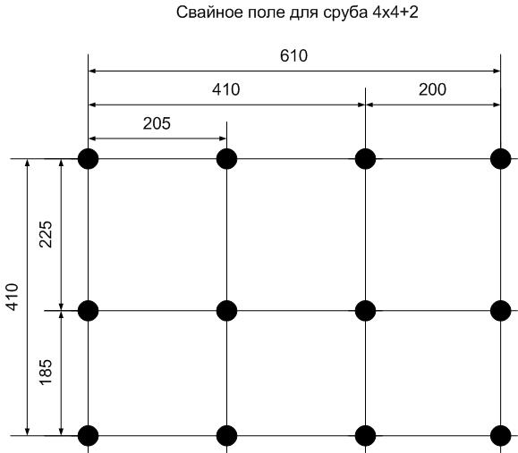 Схема свайного фундамента 6х6