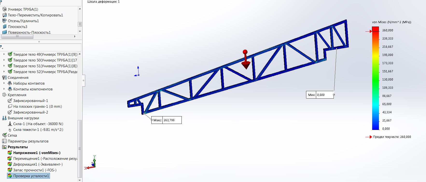 Калькулятор фермы. Solidworks ферма. Расчёт фермы из профильной трубы на прочность. Расчет фермы в солидворкс. Расчет фермы онлайн нагрузки солидворкс.