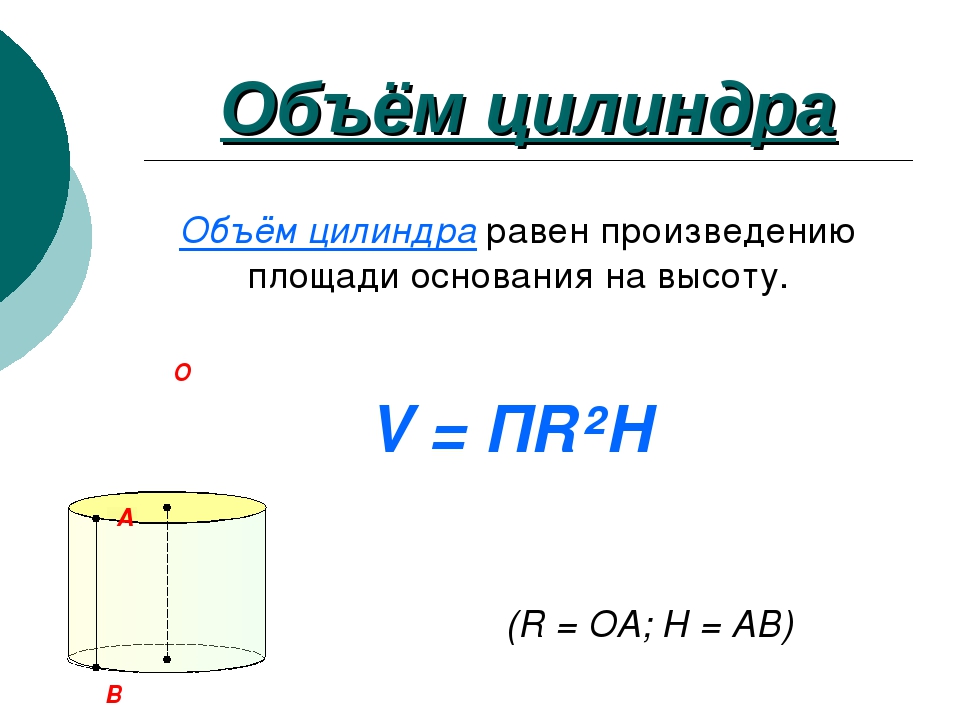 Объем цилиндра физика 7 класс