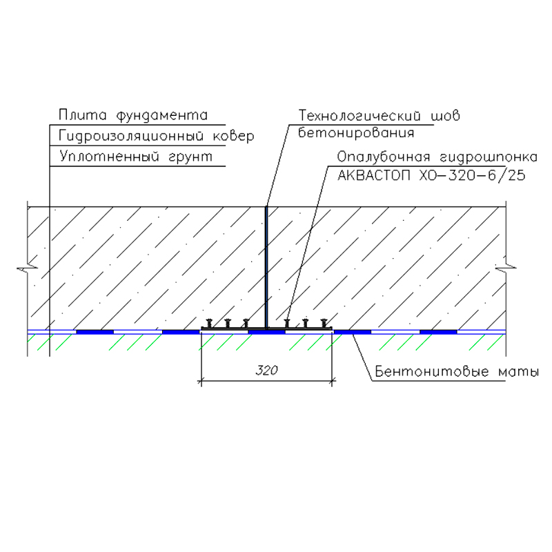 Шов бетонирования на чертеже