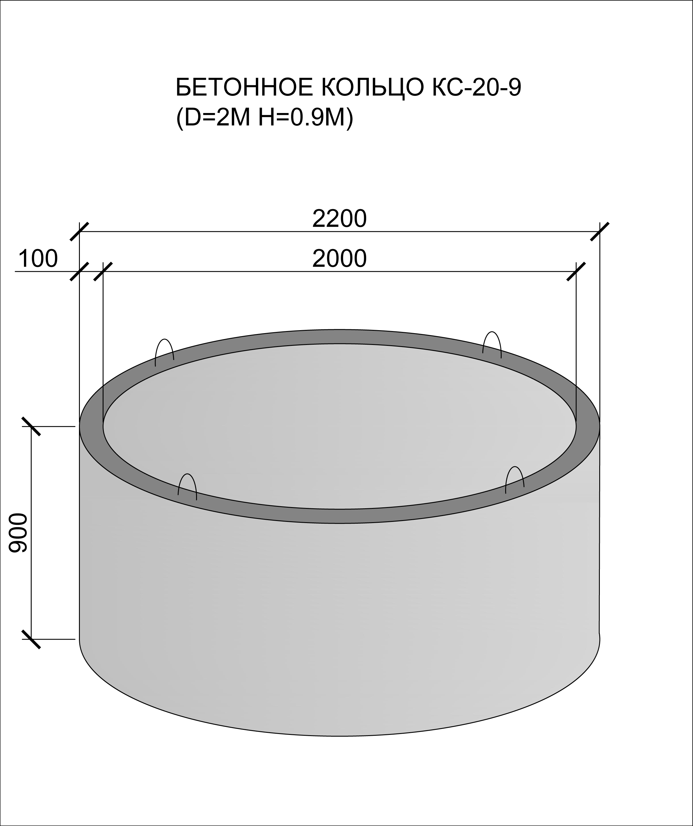 Кольцо железобетонное для колодца. Кольцо бетонное КС 20.6. Кольцо колодезное КС 20-9. Кольцо стеновое КС 20.9 Размеры. Жб кольца 1м диаметр.