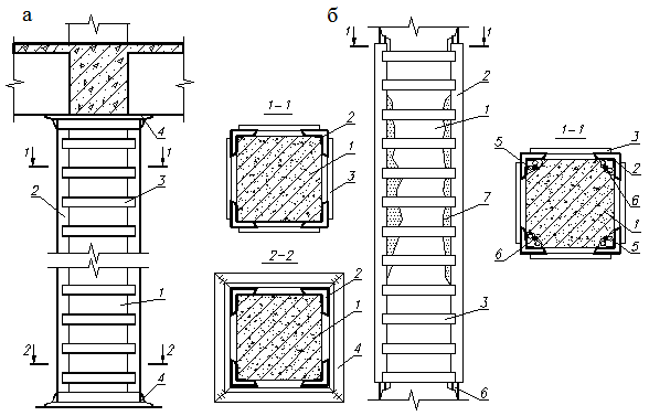 Усиление колонн металлической обоймой чертежи