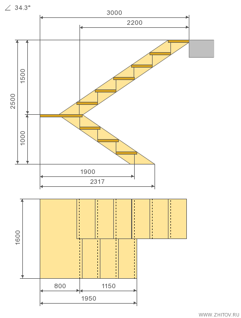Как рассчитать лестницу на чертеже