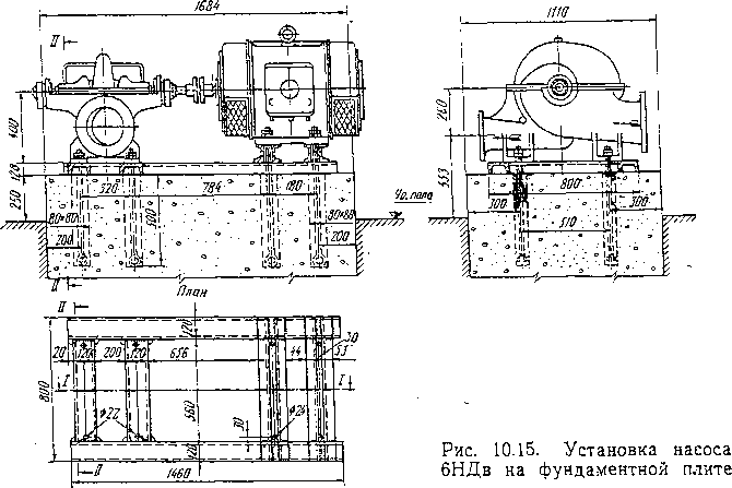 Фундамент под насосный агрегат чертеж