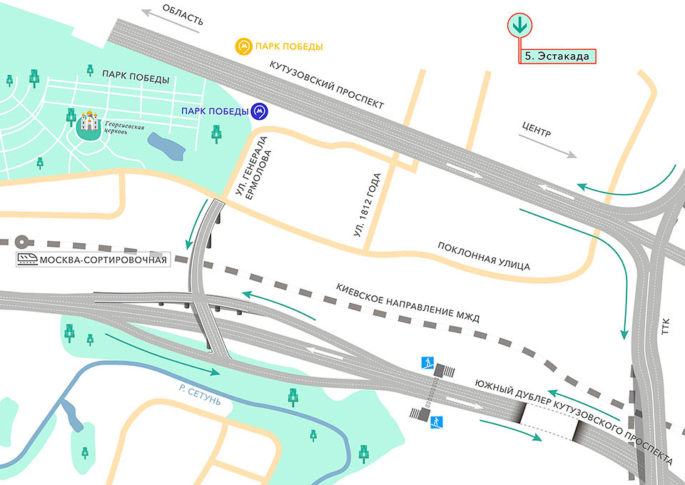 Схема северного дублера кутузовского проспекта на карте