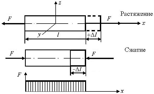 Растяжение сжатие сила. Продольные и поперечные деформации при растяжении и сжатии. Центральное растяжение и сжатие прямого стержня. Растяжение и сжатие схема. Растяжение сжатие прямого стержня.