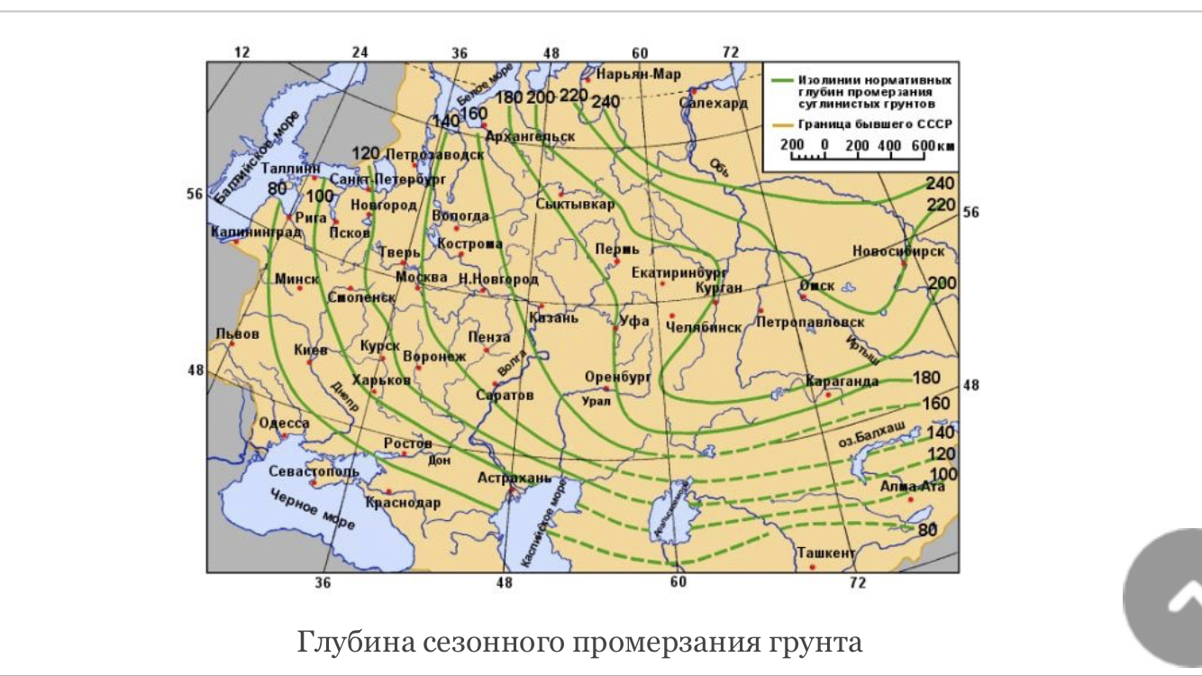 Карта промерзания грунта в московской области для фундамента