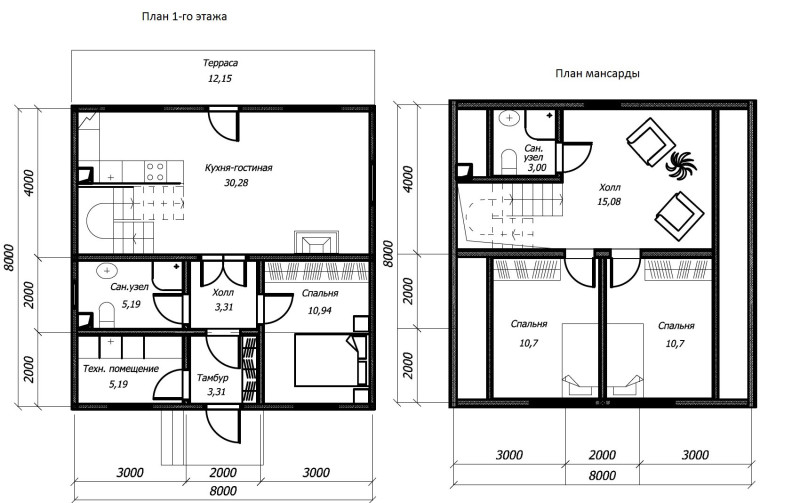 Планировка 8 на 8. Чертежи домов с мансардой 8на8. Дом 8х9 с мансардой планировка. Планировка мансарды 8х8. Дом 8 на 8 с мансардой планировка.