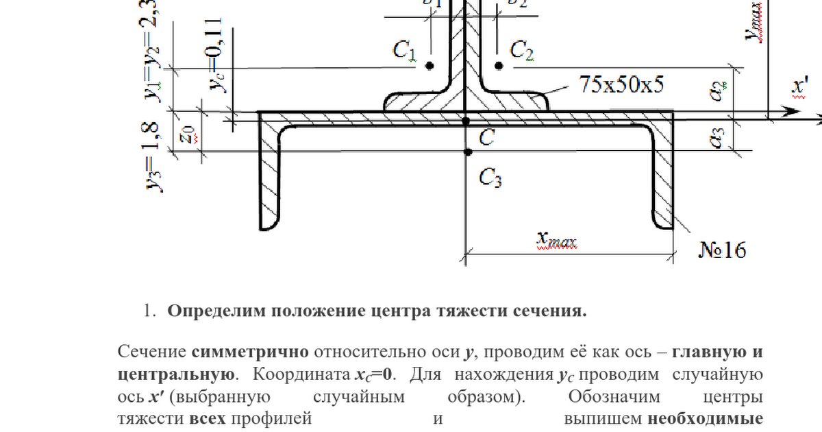 Центр тяжести уголка. Уголок 50х50х5 чертеж сечения. Статический момент полусечения уголка 50х50х5. Центр тяжести неравнополочного уголка и швеллера. Центтядести швеллера 16.