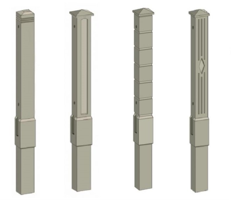 Вариант столбики. Столбики бетонируемые, артикул ПС-61.80. Бетонные столбы для забора.