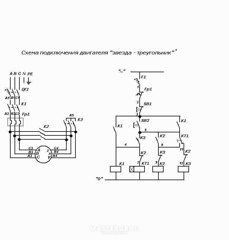 Схема подключения двигателя звезда