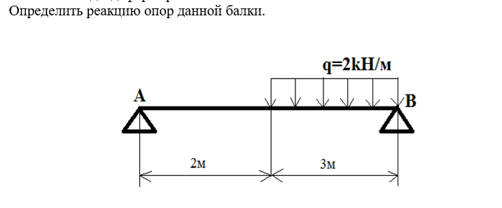 Определить реакции опор балки