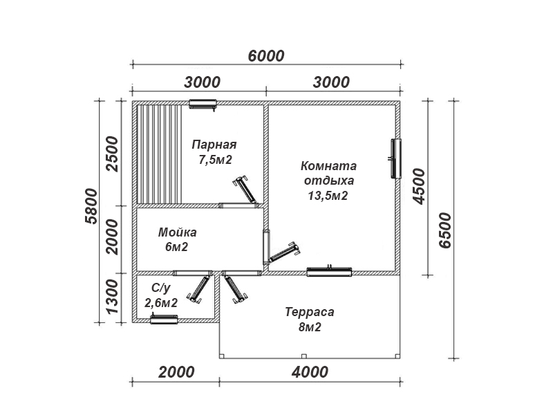 Схема фундамента под баню