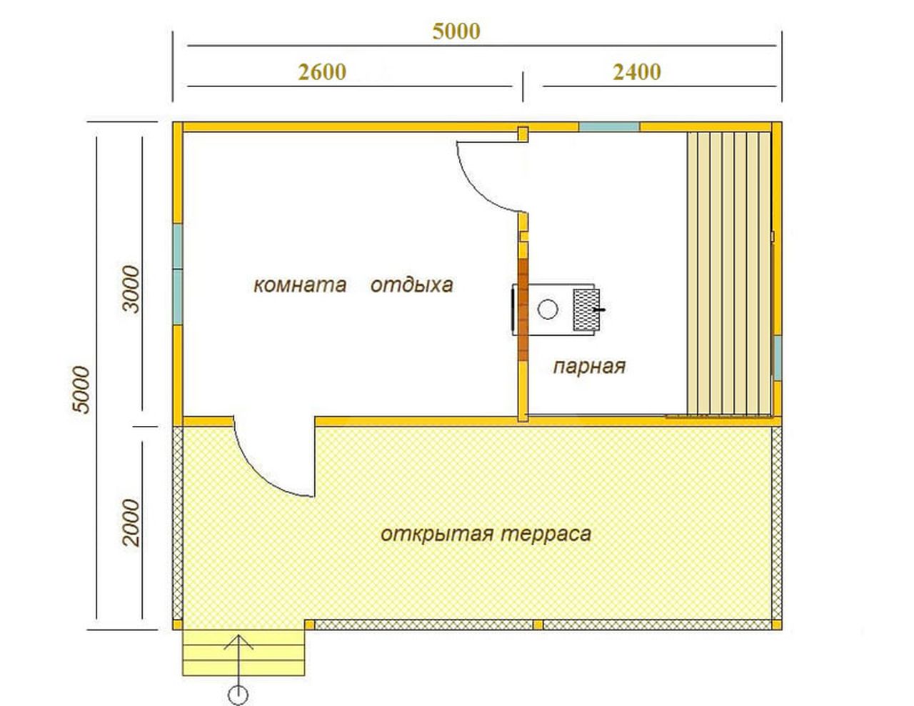 Проект бани 3х6 из блоков