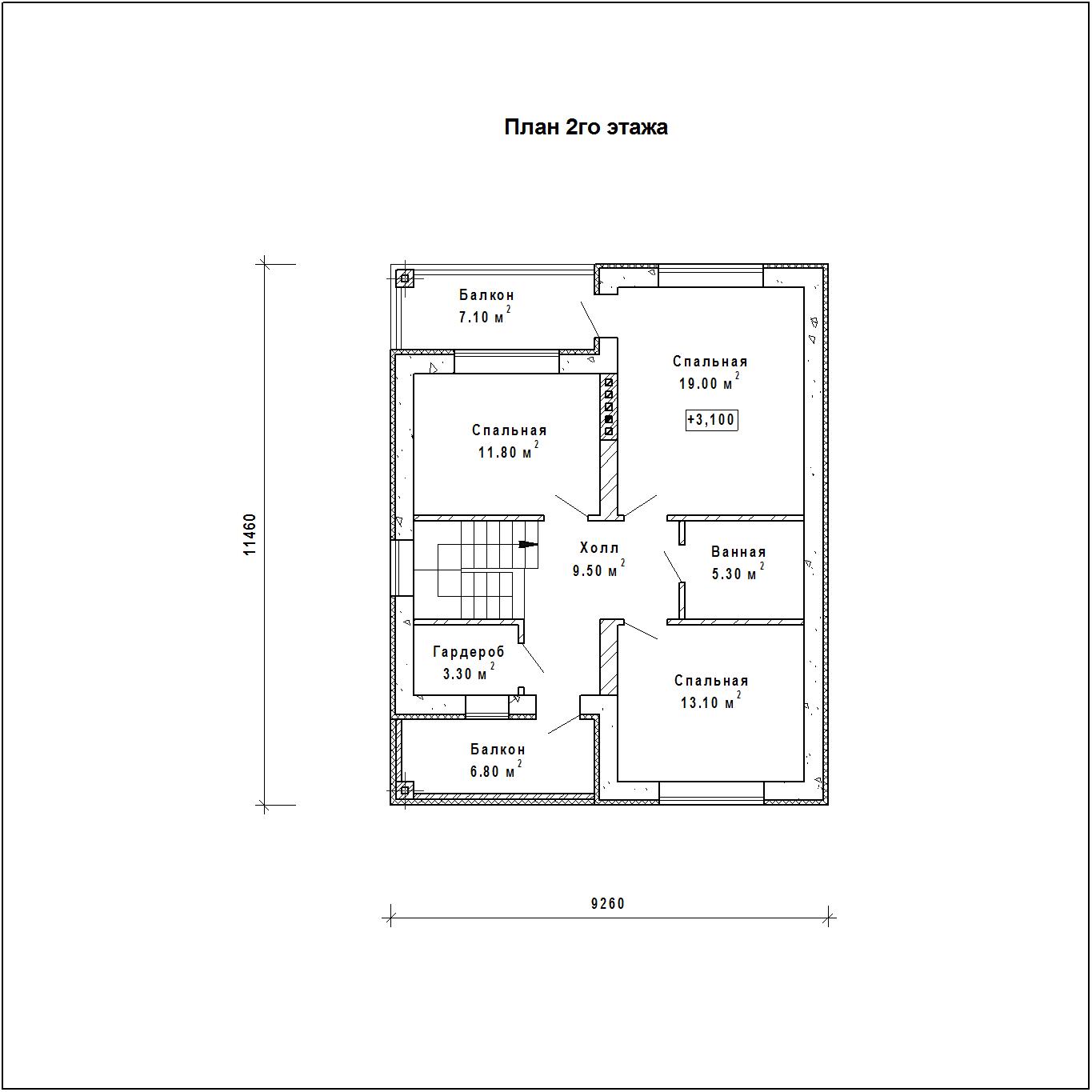 План дома 2 этажа 7х8 из газобетона с гаражом