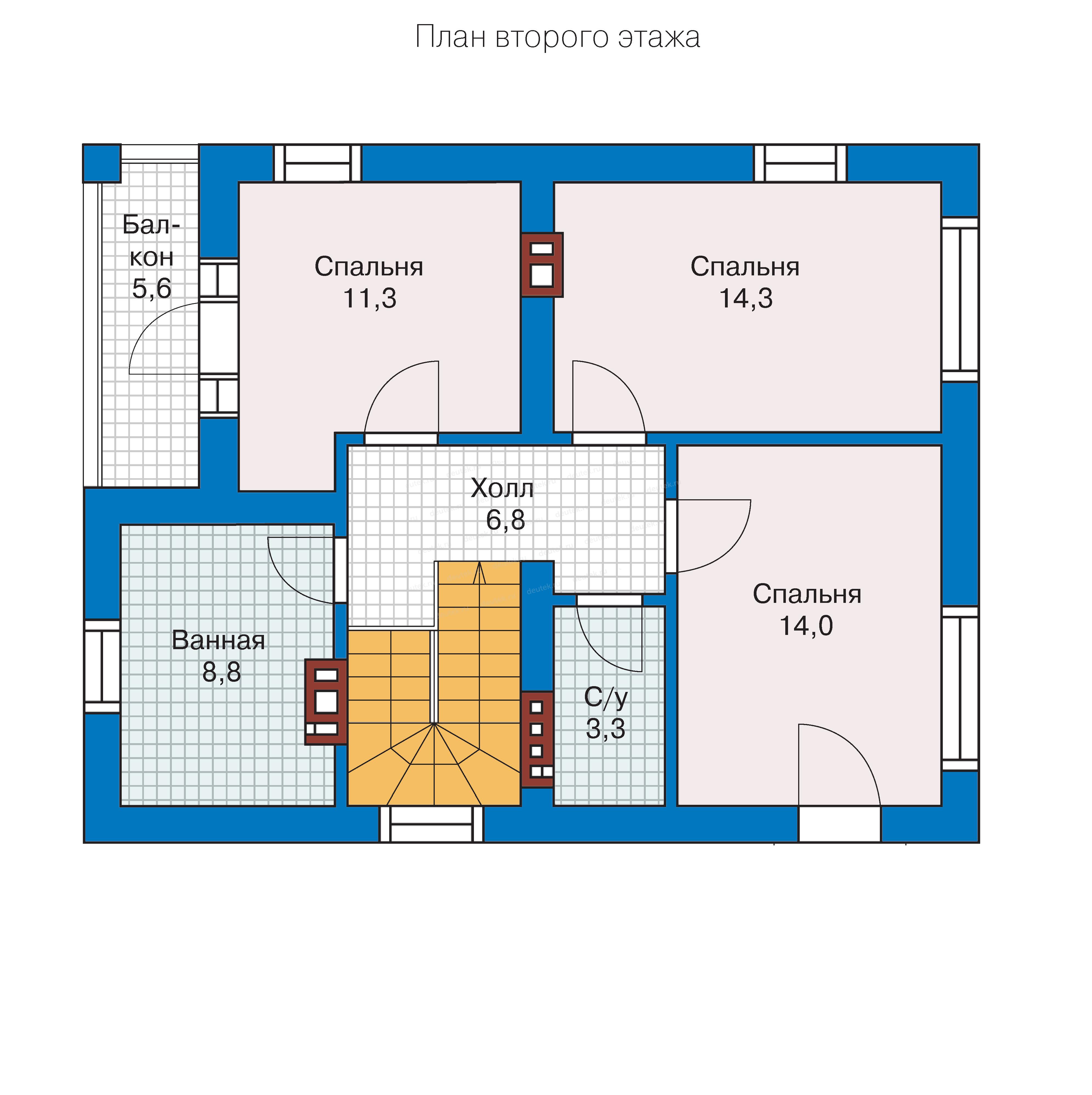 Планировка коттеджа 2 этажа прямоугольной формы