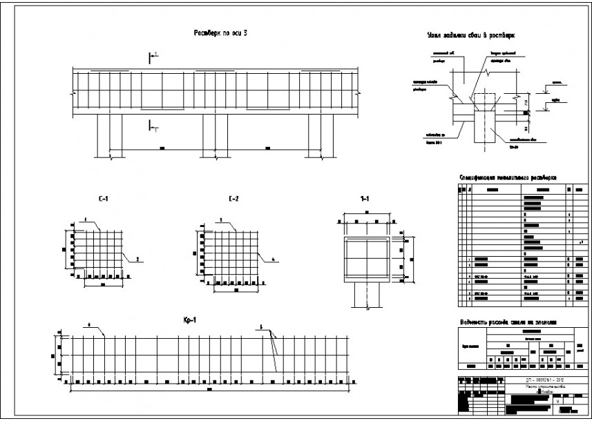 Армирование ростверка чертеж