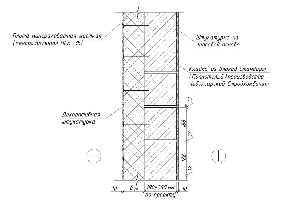 План стен с утеплителем