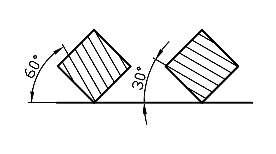 Углом 45 градусов 30 45. Нанесение штриховки на чертежах. Угол на чертеже. Штриховка в черчении. Штриховка сечения.