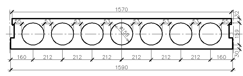 Чертеж плиты многопустотной плиты