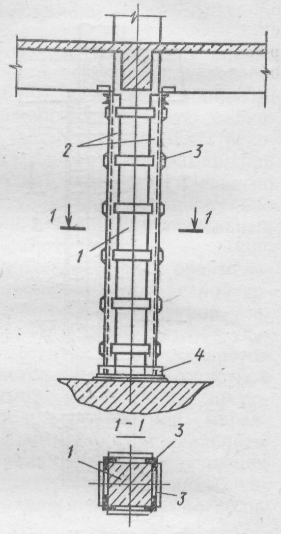 Усиление колонн металлической обоймой чертежи
