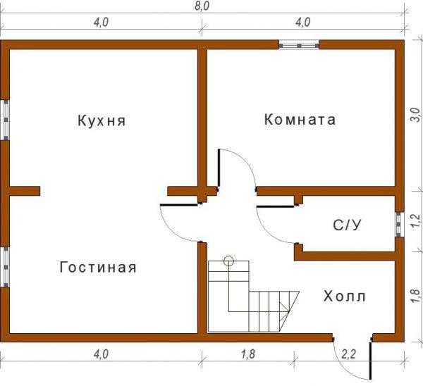 План дома 8 на 8 с мансардой