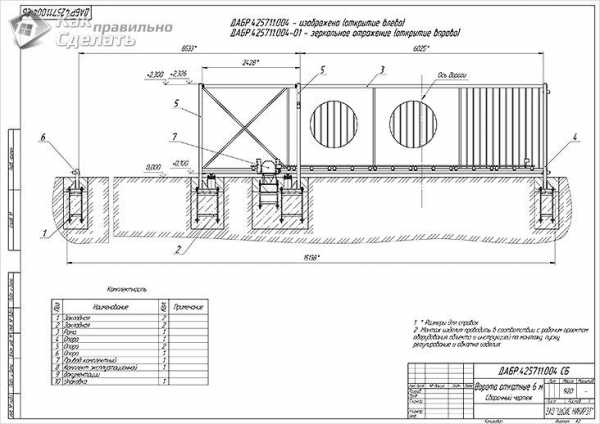 Закладная для откатных ворот чертеж в фундаменте